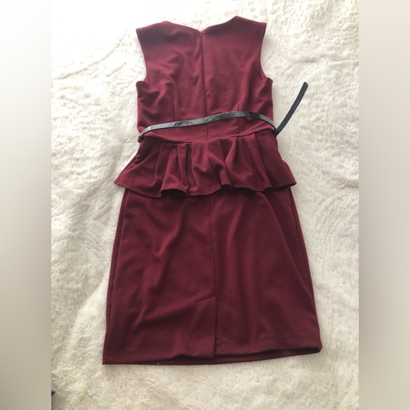 Forever 21 Burgundy Bodycpm Peplum Dress - Picture 2 of 3